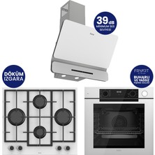 Ferre New Steamart & Fryart Chef Edition Beyaz 3'lü Ankastre Set  QEP64CB-LN386-D081SA