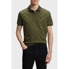 Boss Jakarlı Desenli Pamuklu Regular Fit Düğmeli Polo Erkek Polo 50559802 347