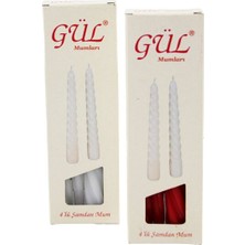Go İthalat 4pcs Şamdan - Burgulu Mum Beyaz - Renkli 17CM (5582)