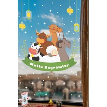 Msticker Çift Taraflı Kurban Bayramı Cam Sticker Seti 135 Parça Bayram Süsü Hayvan Figürlü Bayram Sticker Set