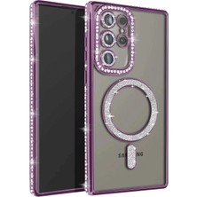 Durukar®  Samsung Galaxy S25 Ultra Kılıf Joke Simli Magneticsafe Kılıf - Derin Mor