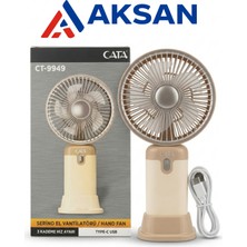 Cata CT-9949 Serino Mini Taşınabilir Şarj Edilebilir El Vantilatörü 3 Kademeli Type-C USB