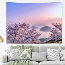 Greendecor Sakura Çiçek Japonya Şık Duvar Örtüsü Duvar Halısı Duvar Sanatı Duvar Dekorasyonu Dekoratif Tapestry