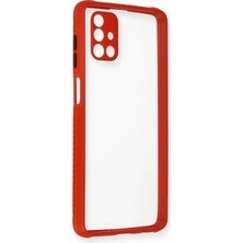 Durukar®  Samsung Galaxy M51 Kılıf Miami Şeffaf Silikon - Kırmızı