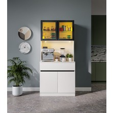 GuneyStore Lotus Mini Kahve Köşesi Komple Mdf LED Aydınlatmalı Mutfak Dolabı