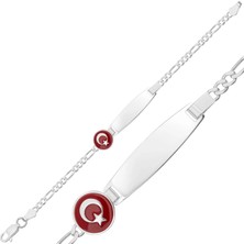 Gumush Hk Gümüş Çocuk Künyesi Kişiye Özel Türk Bayrağı Figürlü |gümüş Takı Hediyelik Ürünler