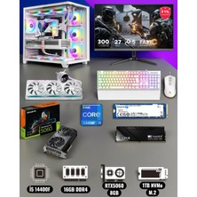 Symoon I5 14400F 16GB Ddr4 Ram 1tb Nvme 5060 Ekran Kartlı 360MM Sıvı Soğutmalı 27 Inç Monitörlü Klavyeli Gaming Pc