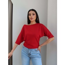 Esra Helvacı Kayık Yaka Düz Tshirt