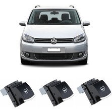 CME PARTS Volkswagen Touran 2003-2015 Uyumlu Sağ Ön + Arka Yolcu Cam Açma Anahtarı Düğmesi Krom Detaylı 3 Adet 5K0959855