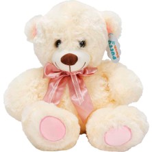 Puffy Friends Sevimli Peluş Ayı 30 cm - Pembe Kurdeleli