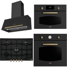 Franke Rustik Ankastre Set Nero (Fco 70 Onyx Davlumbaz - Fch 755 4g Tc N On C Nero Ocak - Fco 86 H On Nero Fırın - Fmw 45 cl G On Nero Mikrodalga)