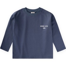 Cigit Sloganlı Uzun Kollu T-Shirt 2-10 Yaş Indigo Mavi