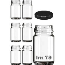 Şeffaf Shot Kavanoz 67 Cc, Metal Siyah Kapaklı (6 Adet)