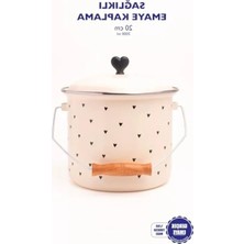 Kalp Desenli Emaye Yoğurt ve Bakliyat Bakracı (20 cm - 3 Litre)