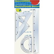 4'lü Çizim Araçları Seti - 30 cm Cetvel, 2 Üçgen, Açı Ölçer