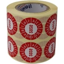 30MM x 30MM Vellum Tarih Seçme Etiketi, Ruloda 1000 Adet, Kırmızı