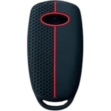 Autohan Keys Lüx Chery Tiggo 8 Pro Smart Uyumlu 3 Buton Anahtar Kılıfı, Kırmızı Çizgili, Petek Desenli, Siyah