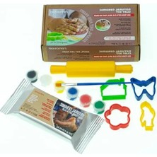 Doğal Seramik Kil Seti,kırmızı/terracotta 250 gr Hava Ile Kuruyan Kil Hamur,kalıplar,merdane,fırça,6 Renk Akrilik Boya,şekillendir,kalıpla,kurut, Boya. Montessori Sınıfları Için Ideal Toksik Değil