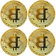 Altın Renkli Bitcoin Hatıra Parası, 4 Adet Koleksiyon Parası