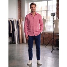 Habura Erkek Keten Görünümlü Pamuklu Slim Fit Uzun Kollu Gömlek