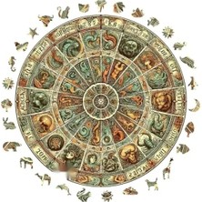 Ahşap Puzzle - Antik Zodyak Çarkı, 252 Parça, 29 x 29 Cm, Yapıştırıcı Folyo Dahil