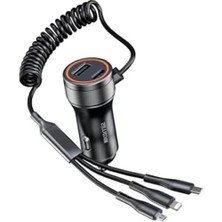60W Araç Içi Şarj Aleti, 5 Port Spiral Kablolu, Uyumlu Çeşitler