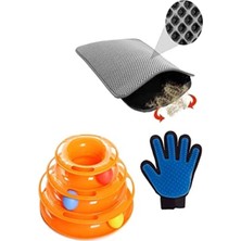Kedi Oyuncağı ve Tüy Toplama Eldiveni Seti + Elekli Kedi Tuvalet Paspası