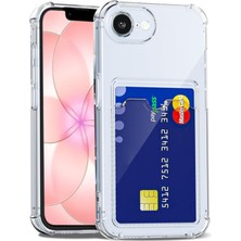 Caseart Apple iPhone 17E Kapak ile Uyumlu Kamera Korumalı Kartlıklı Darbe Emici Özellikli Şeffaf Silikon Kılıf