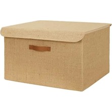 Jüt Kapaklı Şık Depolama Kutu 48 x 40 x 30 cm