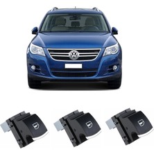 CME PARTS Vw Volkswagen Tiguan 2008-2015 Uyumlu Sağ Ön + Arka Yolcu Cam Açma Anahtarı Düğmesi Krom Detaylı 3 Adet 5K0959855