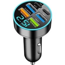 Dijital Ekranlı Araç Şarj Cihazı - 4 Usb, Hızlı Şarj Özelliği