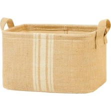 Çizgili Jüt Sepet - 30 x 21 x 18 cm Boyutlarıyla