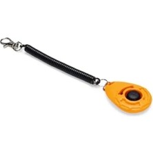 Ergonomik Köpek Eğitim Klikırı, Karabina ve Kordonlu, Turuncu, 6X4X1,7CM