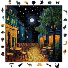 Ahşap Puzzle - Van Gogh Kafe Terasta Gece - 353 Parça, 29 x 29 cm