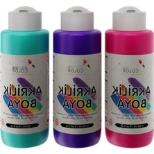 Mor-Fuşya-Turkuaz Akrilik Boya Seti - 3X120ML