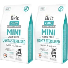 Ala Store Brit Care Light & Sterilised, Minik Irk - Kısırlaştırılmış Köpekler Için, Tahılsız, Hipoalerjenik Tavşan Etli ve Somon Balıklı Kuru Mama, 2 kg (2 Paketi)