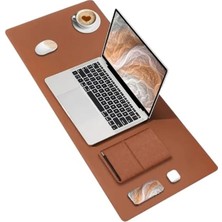 Dikişli Kenar Büyük Boy Çift Yönlü Kullanım Mouse Pad, Kahverengi