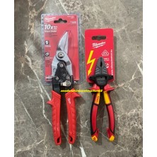 Milwaukee 160MM Pense Cobalt Çelik 1000V 3fonk 260MM Sac Kesme Makası Sol 2li Set