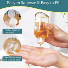 Ala Store Sıkma Şişesi, 4 Adet 100 ml Sızdırmaz Seyahat Seti, Şampuan ve Saç Kremi Için Taşınabilir Boş Kaplar, Etiketli Tasarımı ile Kişisel Bakım Ürünleri Için Şeffaf Çantalı Aksesuarlar