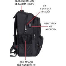 Ala Store Dada 04 Ortaokul Lise Üniversite Okul Çantası Laptop Dizüstü Bilgisayar Çantası 14"-15,6" Inç Gündelik Kadın Erkek Sırt Çantası USB Type-C Aparat Darbe Emici Koruma Su Geçirmez Kumaş
