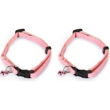 Ala Store Kedi Boyun Tasması, Zilli, Pembe, 23-32CM (2 Paketi)