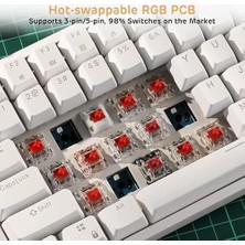 Ala Store Leaven K620 Type-C Kablolu Klavye LED Rgb 61 Tuşlu Rgb Mekanik Oyuncu Işıklı Klavye Ergonomik Tasarım Bilgisayar Pc Için Gaming Keyboard Beyaz Renk Kırmızı Switch