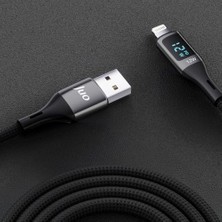 Ala Store 12W Dijital LED Ekranlı Usb-A To Lightning iPad Örgülü Hızlı Şarj ve Data Kablosu 1 Metre