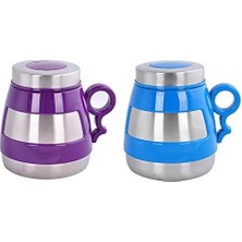 Ala Store AND431 Içi Dışı Çelik Plastik Desenli Kupa Mug, Mavi/mor