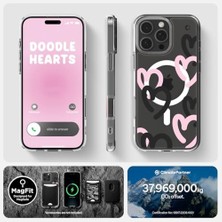 Ala Store 16 Pro ile Uyumlu Ince Magsafe Kılıf Ultra Hybrid Sararmaya Dayanıklı Duraclear™ Hava Kanalı Teknolojisi™ Askeri Sınıf Koruma Magfit Hearts Pink Tasarım Kapak - ACS08275