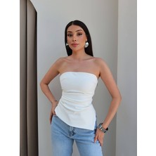 Esra Helvacı Straplez Asimetrik Bluz