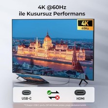 Ala Store Usb-C To HDMI Kablo, 2 Metre, 4K60Hz, 18GBPS, Type-C To HDMI Görüntü Kablosu, Thunderbolt 5/4/3 Uyumlu