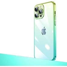 Ala Store 13 Pro Uyumlu Parlak Renk Geçişli Kamera Korumalı Senkron Kılıf-Yeşil-Mavi