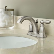 Ala Store 6610BN Brantford Brushed Nickel Two-Handle High Arc Bathroom Faucet With Drain Assembly, Brushed Nickel