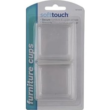 Ala Store Soft Touch 4679495N 1-13/16 Inç Halı Veya Dayanıklı Sert Zeminler Için Mobilya Tekeri Bardakları Kare, 1-13/16 Inç, Şeffaf, 4 Adet